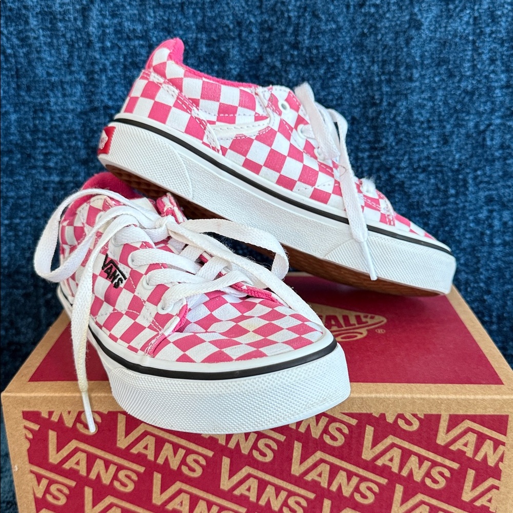Vans Pink and White Checkered Shoes